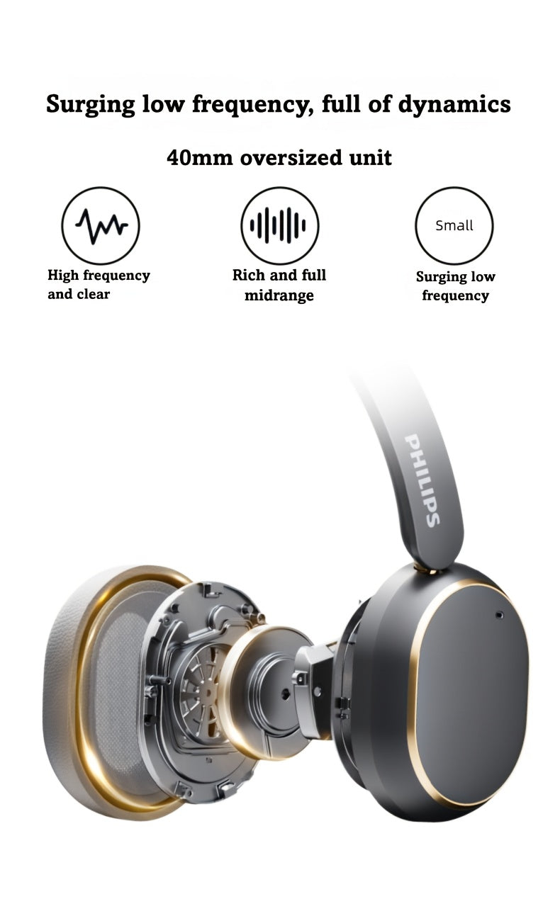 [ANC Wireless Headphones] Philips Wireless Bluetooth Headphones with ANC Hybrid Active Noise Cancelling | Over-Ear HiFi Surround Sound, 80 Hours Playtime, Five ENC Noise Cancelling, for iPhone and Android