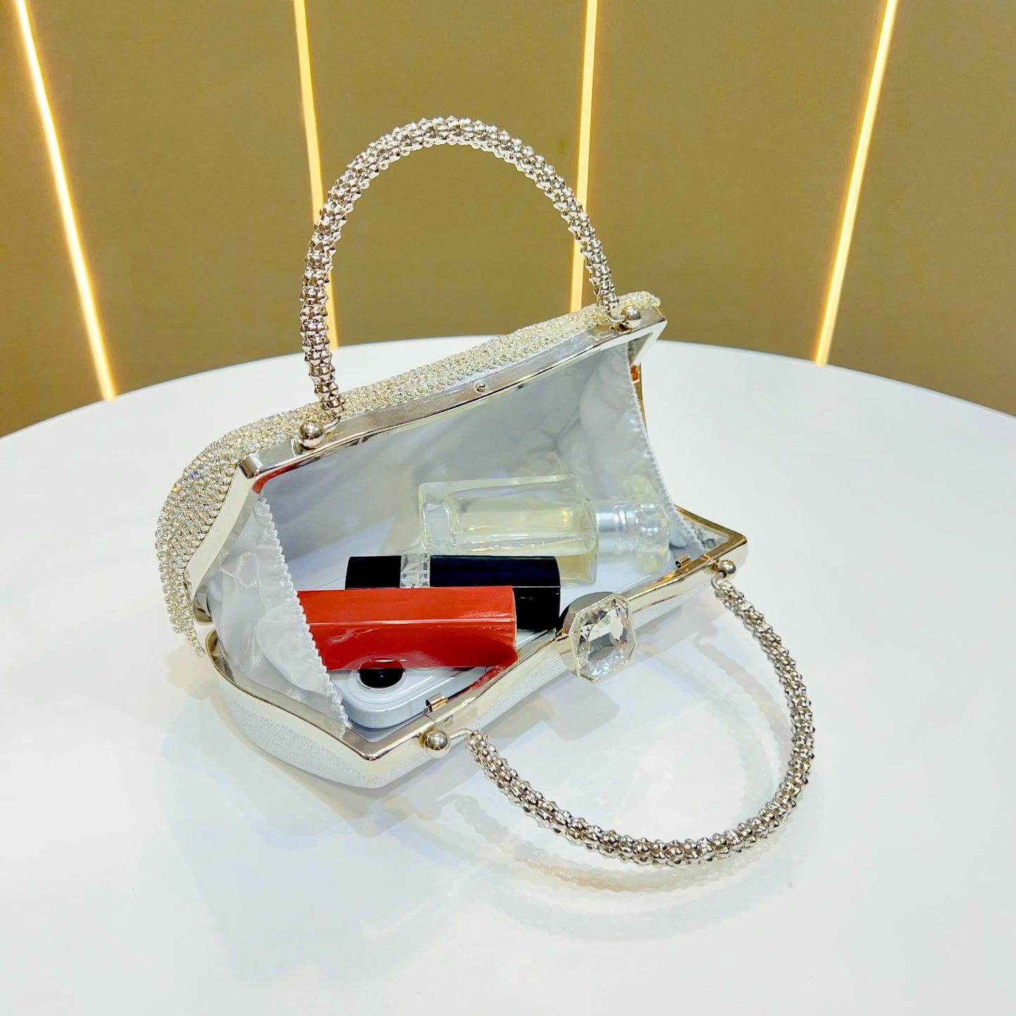 Women's Elegant Rhinestone-Adorned Evening Handbag with Detachable Crossbody Strap & Closure - Sparkling -Encased Design, Tassel Detailing, Durable Luxury Party Wedding Bag for Daily Use, Prom, Galas - Multi-Color Options (Bl