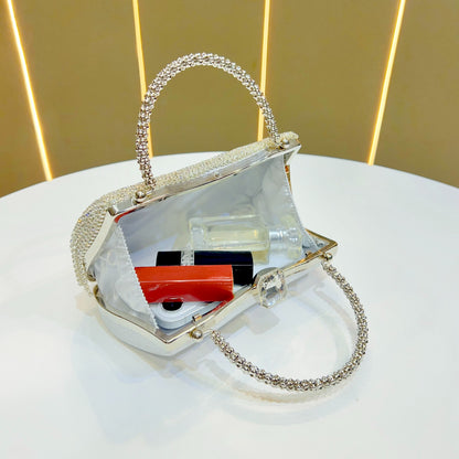 Women's Elegant Rhinestone-Adorned Evening Handbag with Detachable Crossbody Strap & Closure - Sparkling -Encased Design, Tassel Detailing, Durable Luxury Party Wedding Bag for Daily Use, Prom, Galas - Multi-Color Options (Bl