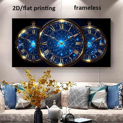 1pc Extra Large Modern Celestial Wall Art Poster - Timeless Constellations Canvas Print with Roman Numerals, Deep Blue & Golden Accents - Frameless Large Wall Decor for Living Room, Bedroom, Office - Easy Hanging Installation