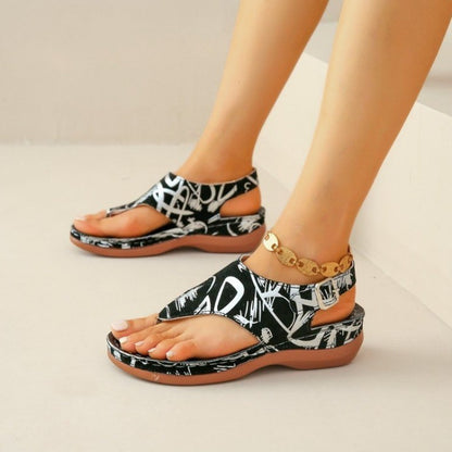 Women'S Plus Size Ethnic Floral Sandals - Adjustable Ankle Strap, Open Toe Platform Wedge Heel, Vibrant Embroidered Flower Design, Summer Casual Shoes, European & American Style, Summer Footwear | Vibrant Embroidery | Durable