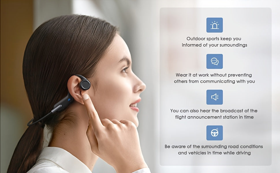Wireless IPX8 High Quality Open-Ear Bone Conduction Wireless Headphones with 32GB Memory, Suitable for Running, Swimming, Diving, and Outdoor Sports, Comfortable to Wear Without Hearing Damage