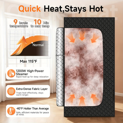 Portable Sauna Tent with Dual Windows for Home Use, Featuring a Full-Body Steam Spa Box, a 101.44oz 110V 1200W Steamer, And a Remote Control (Batteries Not Included), But Does Not Come with a Folding Chair
