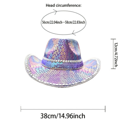 HONGLUAN Sparkly Rhinestone Cowboy Hat for Women & Men - Shiny Purple Iridescent Western Hat with Wide Brim, Multicolor (Pink/Blue/Purple/Green) Bling Design, Durable for Country Parties, Music Festivals, Halloween, Christmas
