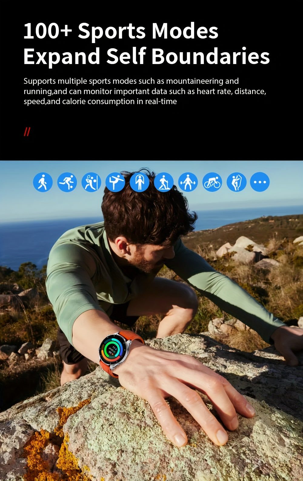 [SUNKTA Smart Watch] SUNKTA Smart Watch for Men Women | 1.53" Full Touch Display, Long Range Flashlight, Wireless Calls, 100+ Activity Modes, Call & Message Alerts, 290mAh Large Battery, Fitness Tracker, Compatible with iPhon