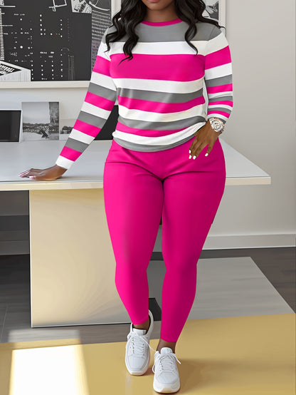 Smct01 Casual Long Sleeve Set with Striped Custom Print