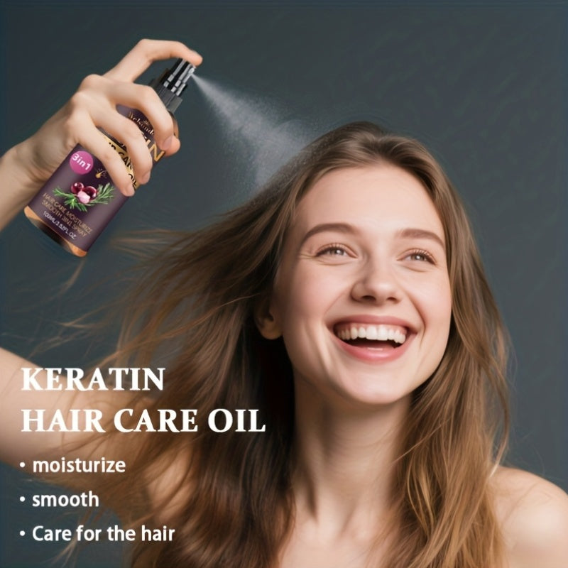 3-In-1 Rosemary And Onion Hair Care Oil Spray, No Rinse Required, Refreshing Lazy Fragrance, Smooths Hair, Salon-Grade Heat Protection Formula, Adds Natural Volume, Professional Quality Care, Ideal for Everyday Use, Unisex