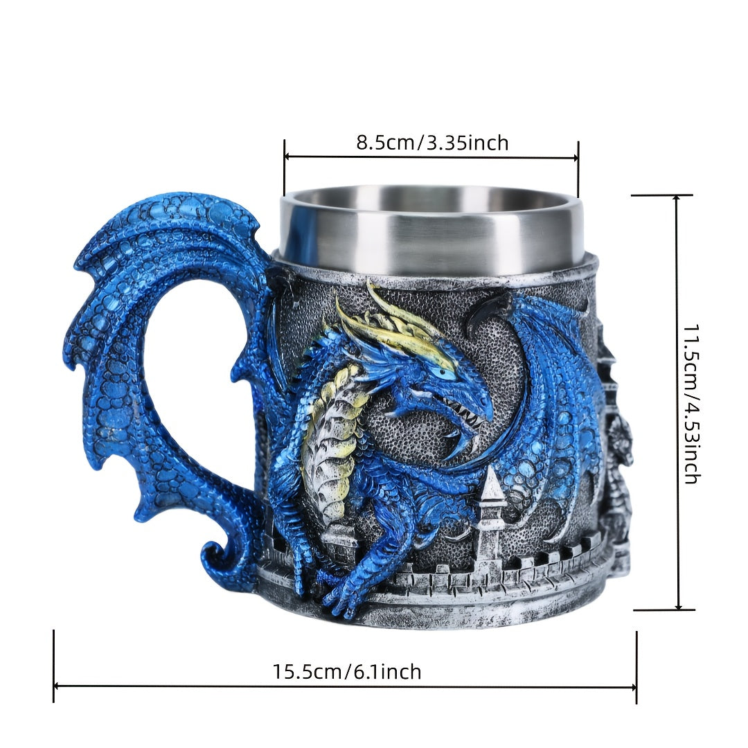 1pc Dragon-Shaped Stainless Steel Coffee Mug, 15.2oz Insulated Reusable Cup with Polka Dots, Hand Wash Only, Multipurpose for Adults, Ideal for Christmas, Halloween, Easter, Hanukkah, Thanksgiving Gifts