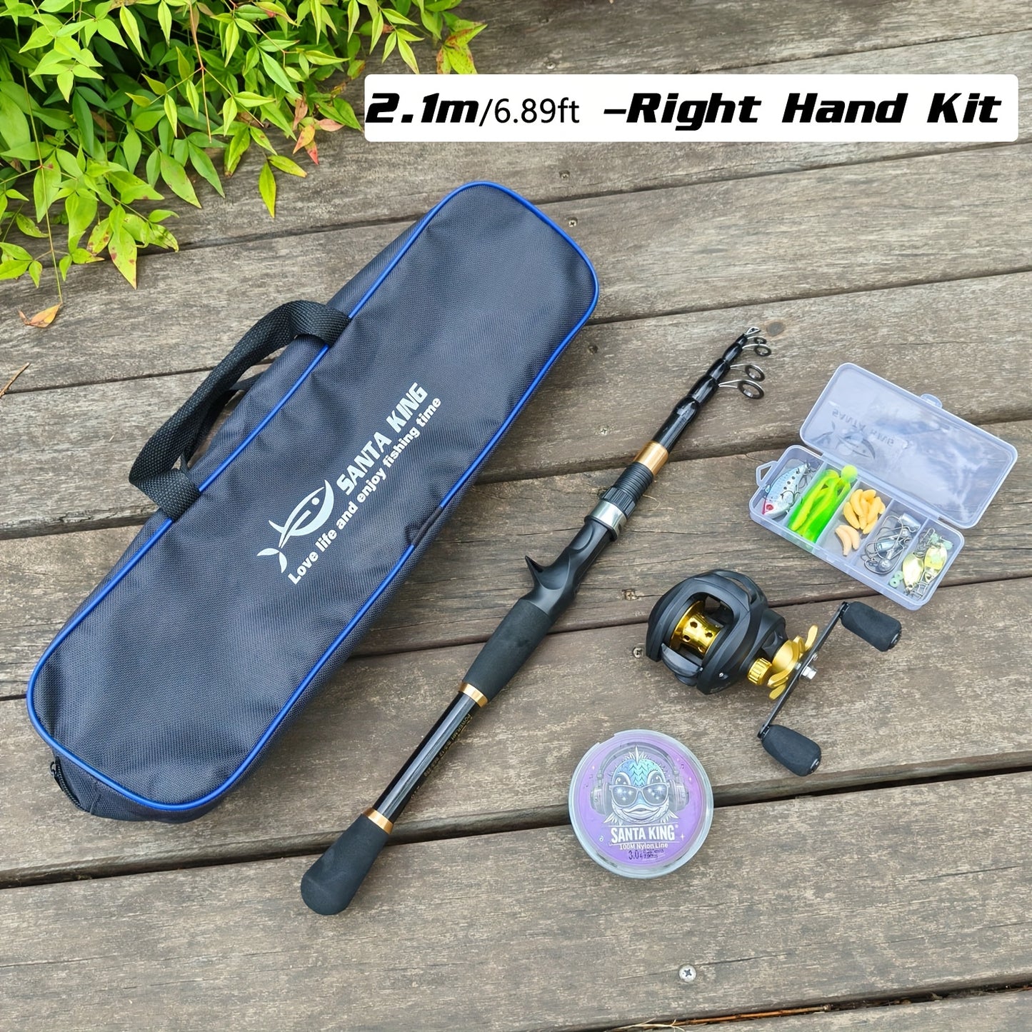 Portable Fishing Rod Kit- Casting Telescopic Fishing Rod, Metal Spool 7.2:1 Speed Ratio Baitcasting Reel, Fishing Tackle Bag, 3937.01inch Green Nylon Line, A Box Of Lure Hooks Accessories. Suitable for Outdoor Fishing Freshwa