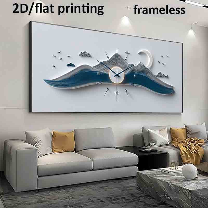 1pc Extra Large Modern Minimalist Ocean Wave Clock Canvas Poster - Frameless Wall Art Print, Large Modern Decor for Living Room, Bedroom, Clock Wall Decor, Extra Large Wall Clock, Living Room Wall Pictures, Wall Pictures, Liv