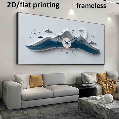 1pc Extra Large Modern Minimalist Ocean Wave Clock Canvas Poster - Frameless Wall Art Print, Large Modern Decor for Living Room, Bedroom, Clock Wall Decor, Extra Large Wall Clock, Living Room Wall Pictures, Wall Pictures, Liv