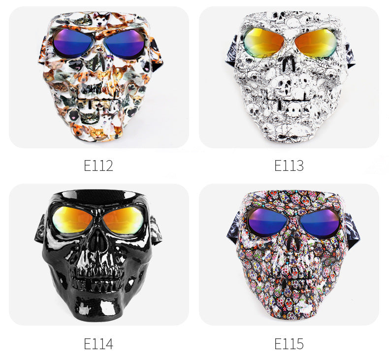 Skull Face Mask With Goggles Motorcycle Dust Masks Helmet Moto Casco Cycling Face Shield HD Cycling Glasses UV400 for Man Womem