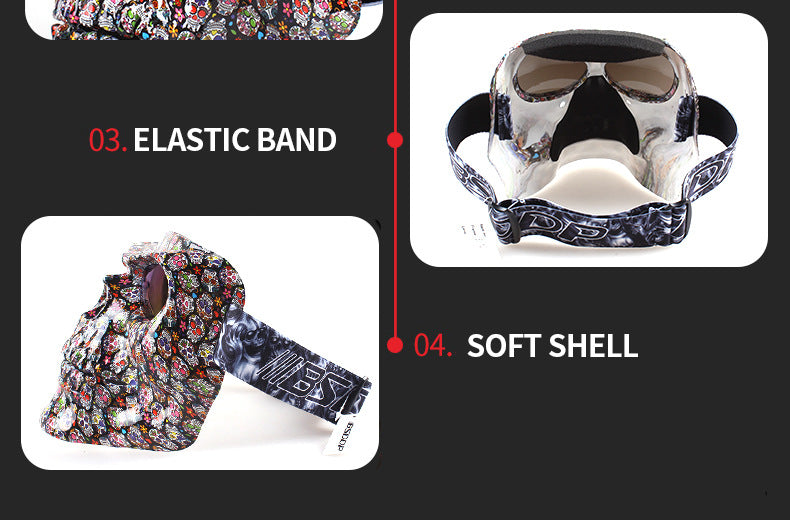 Skull Face Mask With Goggles Motorcycle Dust Masks Helmet Moto Casco Cycling Face Shield HD Cycling Glasses UV400 for Man Womem