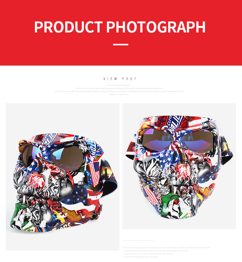 Skull Face Mask With Goggles Motorcycle Dust Masks Helmet Moto Casco Cycling Face Shield HD Cycling Glasses UV400 for Man Womem