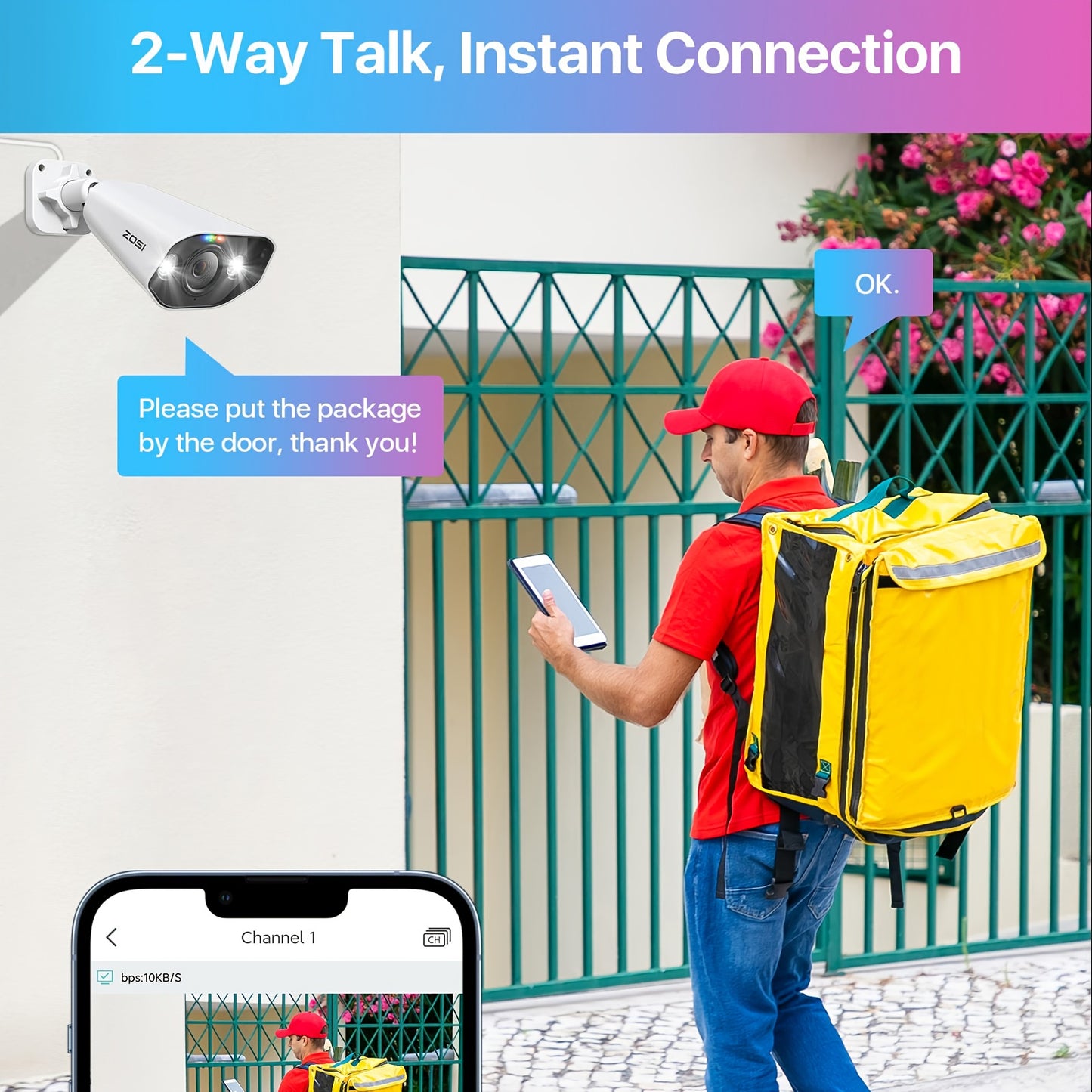 ZOSI 16CH 4K PoE NVR Home Security Camera System, 8 Cameras 4K C182 Audio Outdoor PoE Cameras with Color Night Vision, Person Vehicle Detection, 2 Way Audio, Pre-installed 4TB HDD, Outdoor Surveillance, Property Protection, P