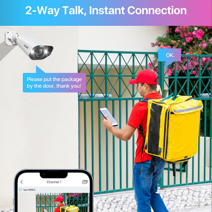 ZOSI 16CH 4K PoE NVR Home Security Camera System, 8 Cameras 4K C182 Audio Outdoor PoE Cameras with Color Night Vision, Person Vehicle Detection, 2 Way Audio, Pre-installed 4TB HDD, Outdoor Surveillance, Property Protection, P