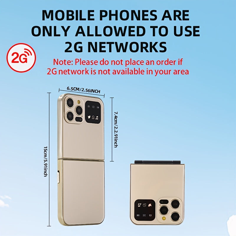 Innovative Mini Pocket Phone | Lightweight, Dual-Sim, Long Standby Time, 2G Network, Multi-Language Support, Foldable Design, Basic Communication Features, Android Os, Battery, Usb Type-C Charging