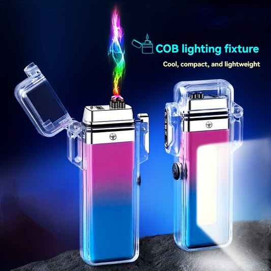 USB rechargeable plasma windproof double arc pulse electronic lighter, outdoor arc lighter, portable electric lighter, suitable for hiking, camping, adventure and survival tactics,  Hiking Gear, Modern Fire Starter, Portable