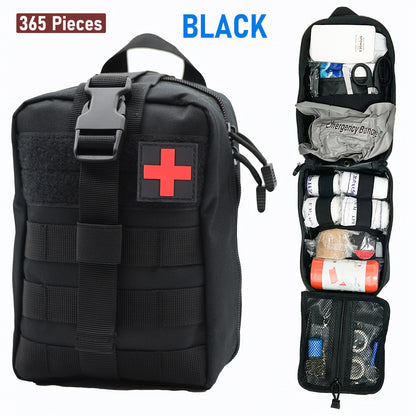 358pcs/153pcs Ultimate Tactical First Aid Kit With IFAK Pack - All-in-One Emergency Supplies, Portable & Durable Orange/Red/ Outdoor Kit With Tweezers, Fracture Splint, Whistle, Scissors & More For Hiking, Camping, Hunting, C