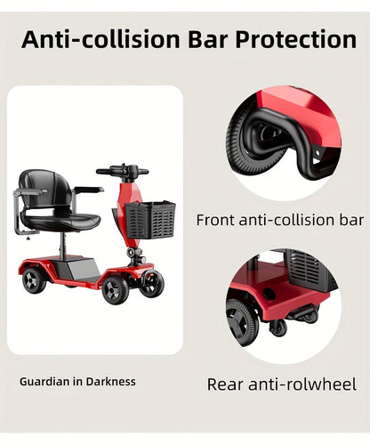 4 Wheel Electric Kick Scooter with Seat - 250W Motor, 15 mph Speed, Foldable Tandem Scooter with Backseat Chair and Front Basket, 265 lbs Capacity, 8-inch Solid Tires, Lightweight 82 lbs, Long-Lasting Battery, Can Be Used on