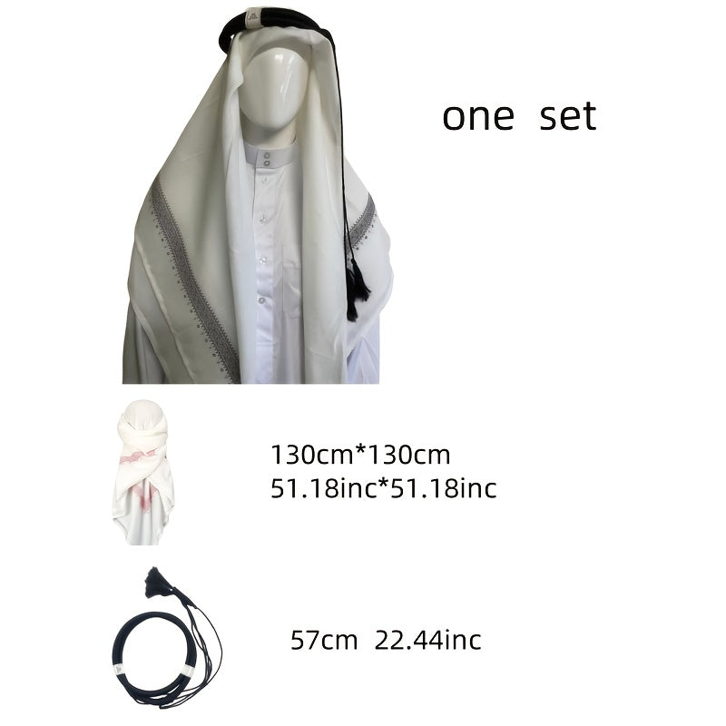 Elegant White Floral Print Headscarf - Unisex, Breathable, Perfect for Ramadan and Eid | Traditional yet Modern Design, Hand Wash Only