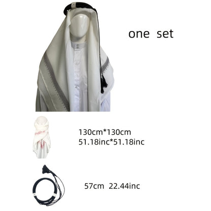 Elegant White Floral Print Headscarf - Unisex, Breathable, Perfect for Ramadan and Eid | Traditional yet Modern Design, Hand Wash Only