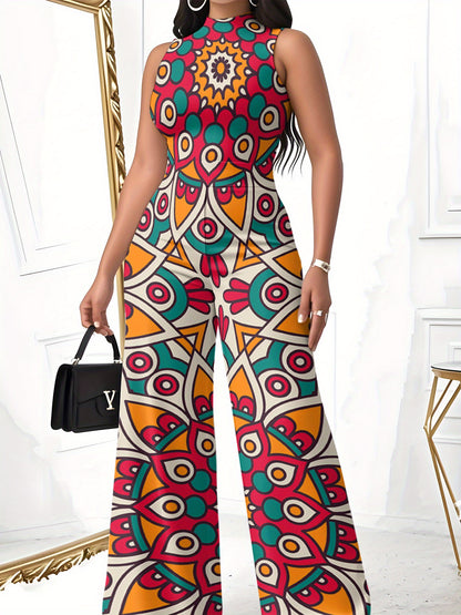 Women'S Jumpsuit, Trendy And Bright Print, Sexy And Slim Fit, Lightweight And Comfortable, Suitable for Beach Outings, Summer Vacations, Casual Outdoor Wear
