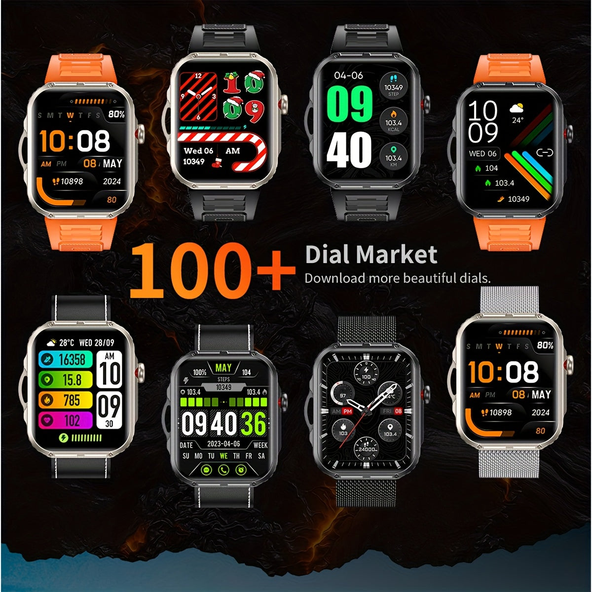 COIUSOR Men'S New 2.01-Inch Smartwatch, with Built-In LED Flashlight, Mobile Phone Synchronization Information, Wireless Calls, High Quality, Over 100 Sports Modes, Compatible with Smart Devices for Iphone And Android Phones