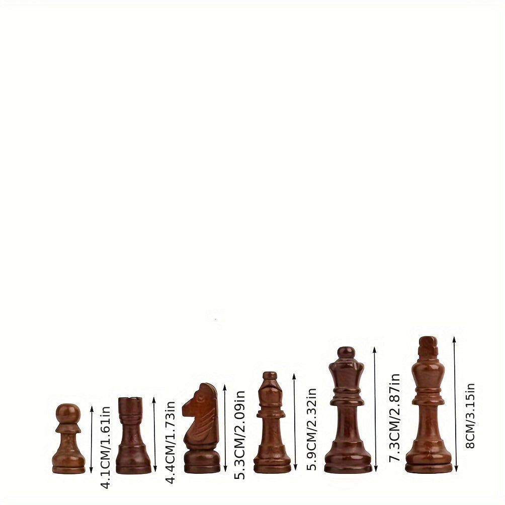 38.1cm X 38.1cm/15" X 15" Chess Solid Wood Large Premium Folding Set, Chess Pieces Solid Wood, Checkerboard Walnut, Internal Storage Box