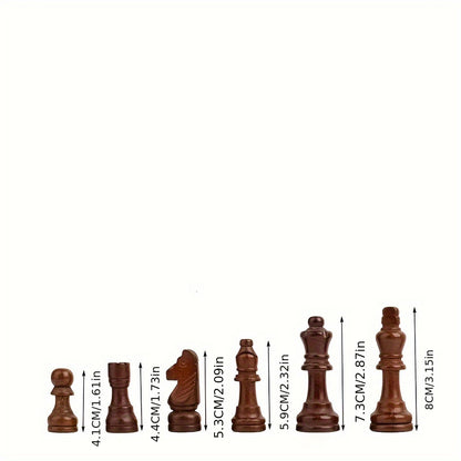 38.1cm X 38.1cm/15" X 15" Chess Solid Wood Large Premium Folding Set, Chess Pieces Solid Wood, Checkerboard Walnut, Internal Storage Box