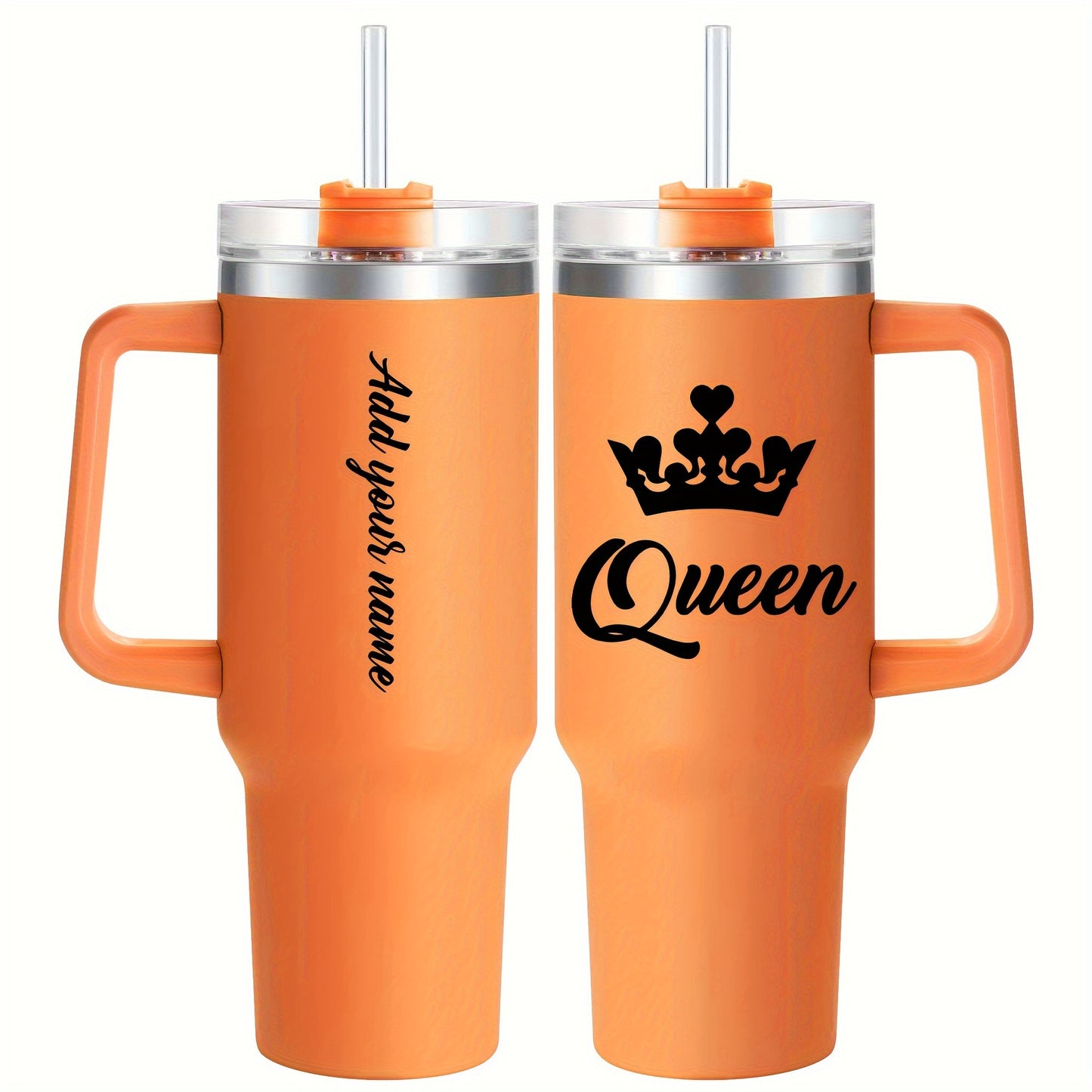 1pc HSDIOKL Queen 40oz Stainless Steel Tumbler - Double Wall Vacuum Insulated Travel Mug - Customizable with Crown & "Queen" Design - Pink Lid - Perfect for Halloween, Christmas, Thanksgiving Gifts - Gift Mug | Crown Motif Tu