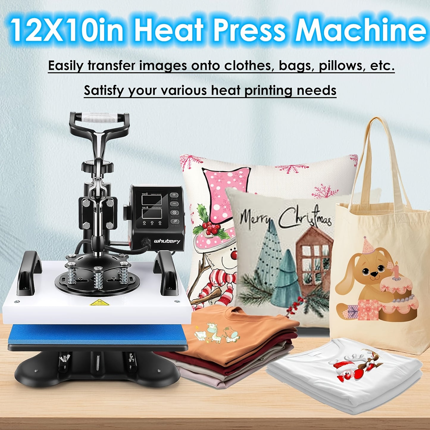 Valentines Day Gifts Heat Press Machine for Shirts 12"x10" Sublimation Shirt Heat Press Machines, 360 Degree Swing Away Sublimation Transfer Printer Fast Heat-up, Digital Precise Temperature Control, High-Security HTV Vinyl H