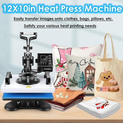 Valentines Day Gifts Heat Press Machine for Shirts 12"x10" Sublimation Shirt Heat Press Machines, 360 Degree Swing Away Sublimation Transfer Printer Fast Heat-up, Digital Precise Temperature Control, High-Security HTV Vinyl H