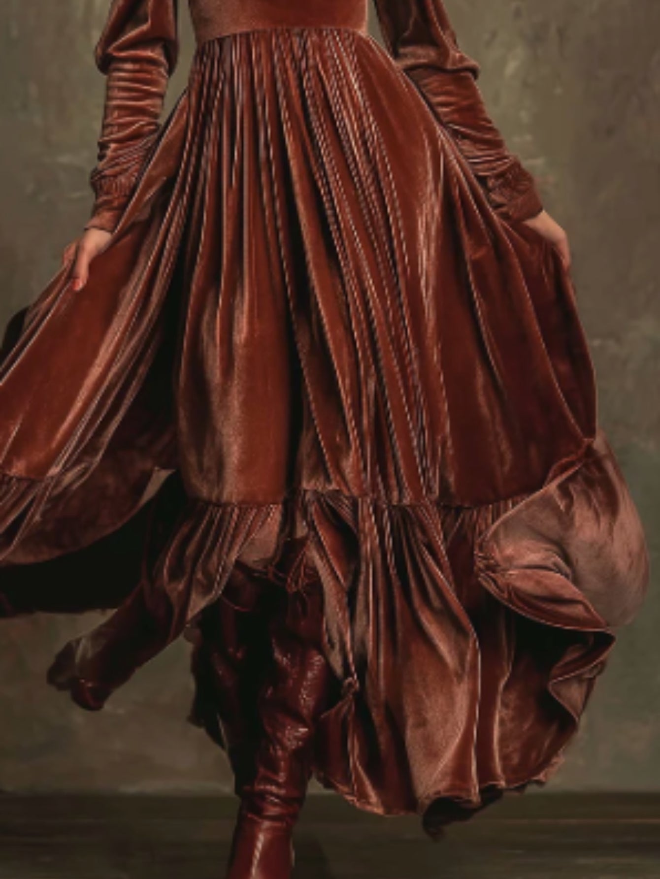 Deep V Waist-Cinching Flared Long Dress For Women | Vintage Luxe Design, Suitable For Dinner Parties, Retro-Themed Parties, And Other Social Occasions