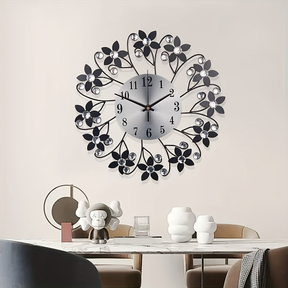 1pc Modern Minimalist Large Round Wall Clock with Black Hands & White Face - Large Easy-to-Read Numerals, Black Frame, Beige/White/Gray Tones - Iron Construction for Living Room, Bedroom, Kitchen, Office - Quiet Sweep Movemen