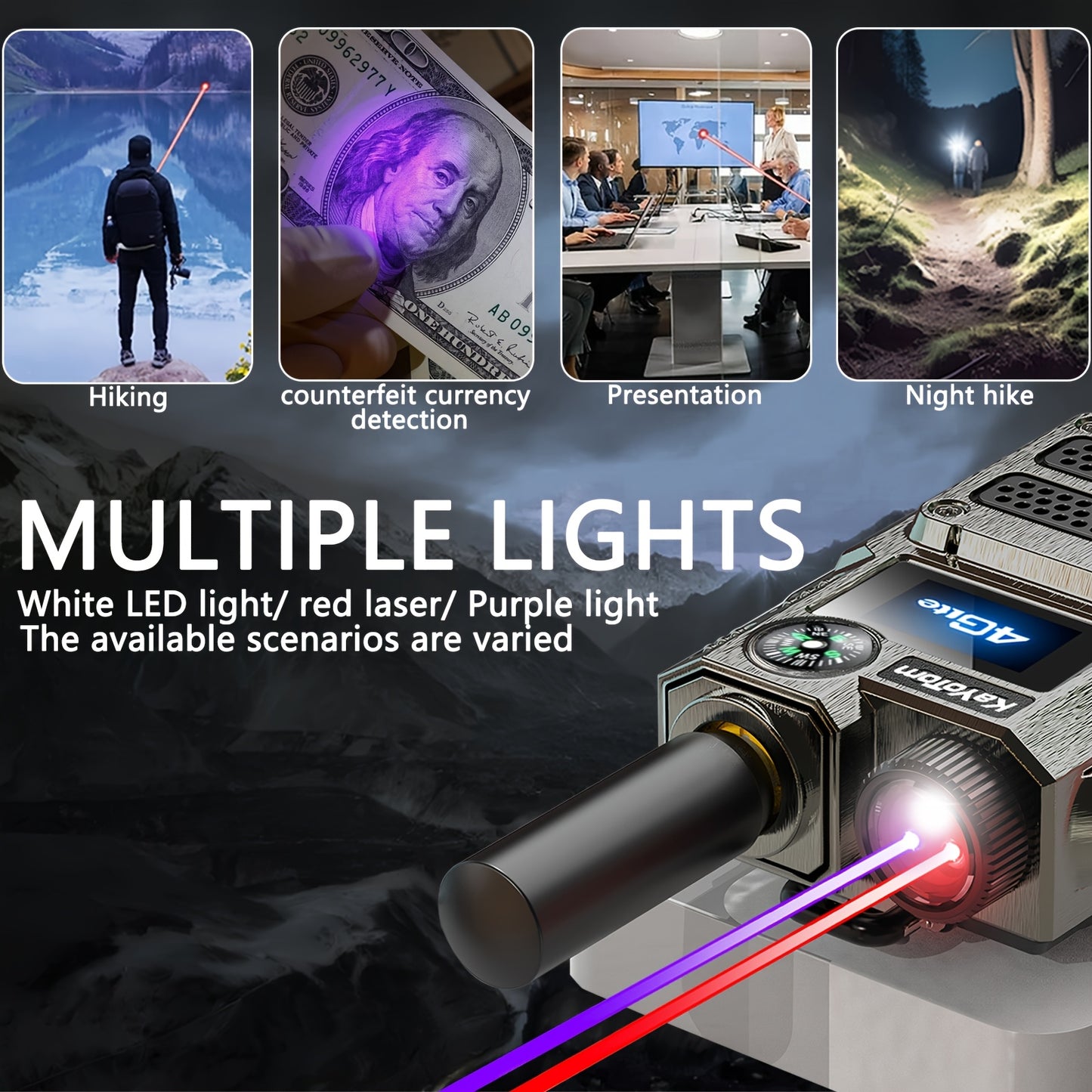 2 Global Walkie-Talkies with Unlimited Range Communication 5000 Kilometers Long-Distance Radio. Three-color Lights Can Be Switched. Compass-style Handheld. PoC Rechargeable. Multi-functional Two-way Communication with High-qu