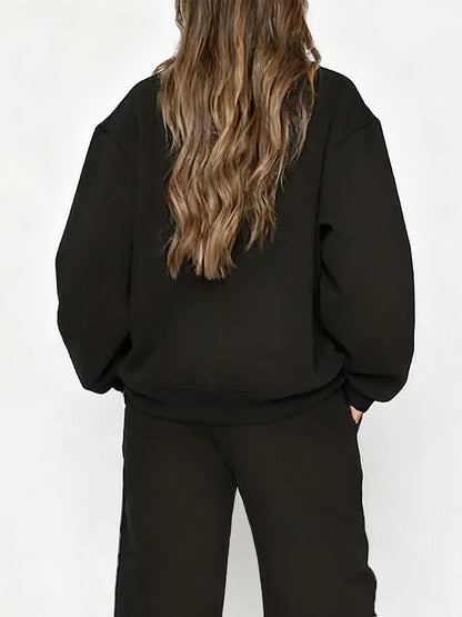 Women'S Casual Crew Neck Sweatshirt and Straight-Leg Pants Two-Piece Set with "Faith Hope Love" Print, Fleece-Lined, Drawstring Waist, All-Season, Comfortable Outfit For Casual Attire, Comfortable Clothing | Crew Neck Sweatsh