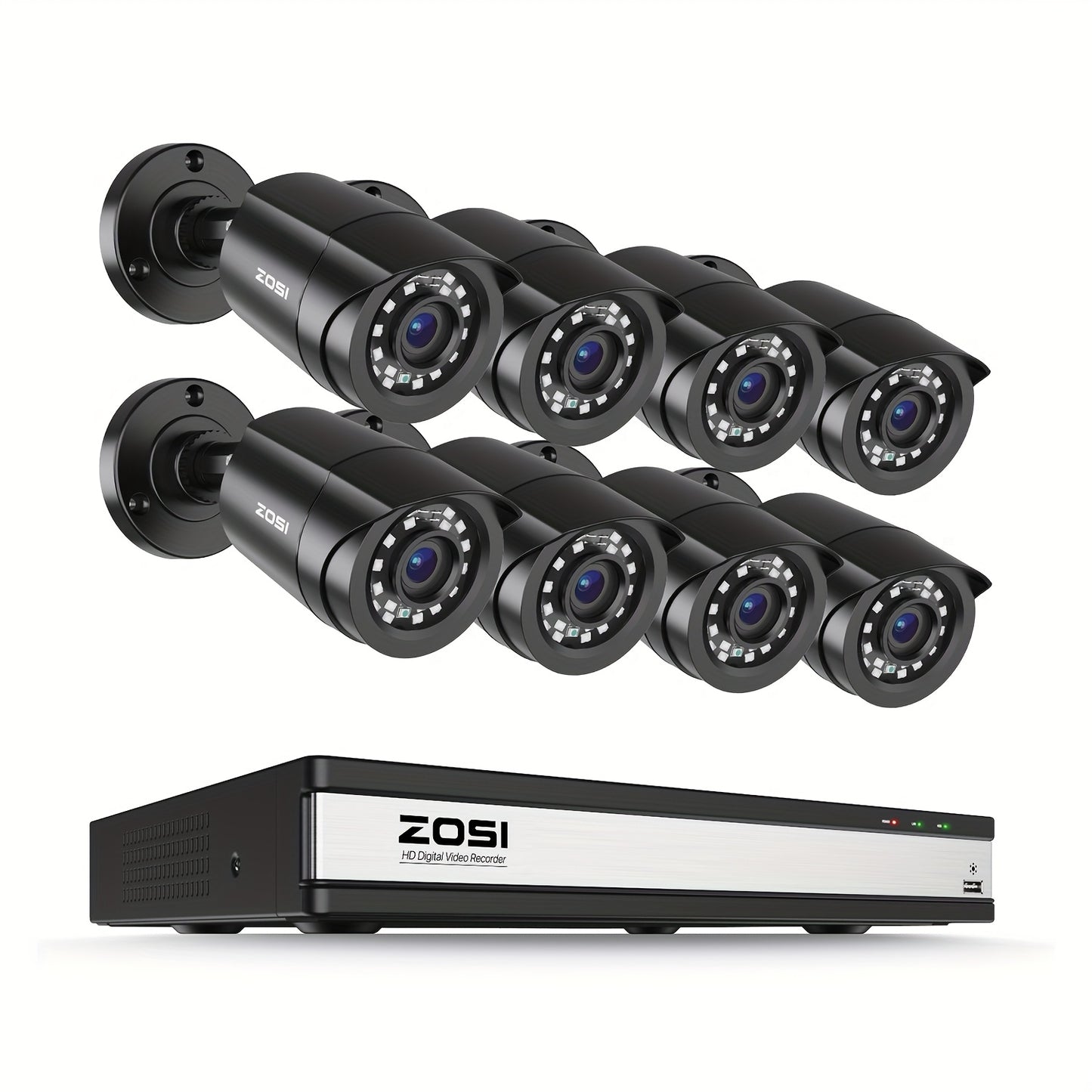 ZOSI 16-Channel 3K Lite Security Camera System with 12 Wired Cameras, 80ft IR Night Vision, AI Human/Vehicle Detection, 1080P Outdoor/Indoor CCTV DVR, H.265+ Smart Recording, 24/7 Monitoring, 16-Channel DVR with AI-Powered Al