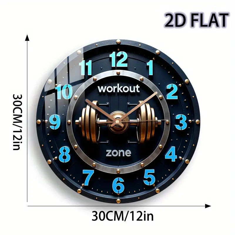 1 Piece Fitness Themed Wooden Silent Wall Clock - Silent Quartz Movement, Barbell Design (Fitness Area), Suitable for Gyms, Offices - Battery Operated (AA Batteries Not Included) - Ideal for Fitness Enthusiasts and Bodybuilde