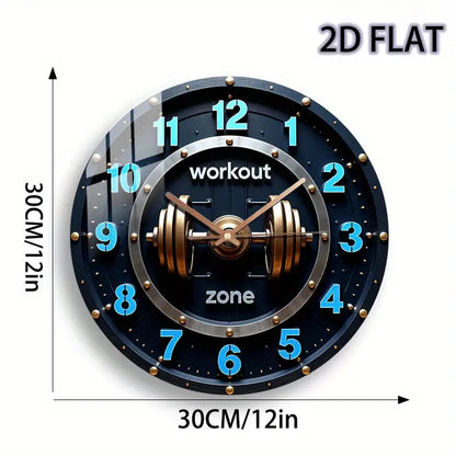 1 Piece Fitness Themed Wooden Silent Wall Clock - Silent Quartz Movement, Barbell Design (Fitness Area), Suitable for Gyms, Offices - Battery Operated (AA Batteries Not Included) - Ideal for Fitness Enthusiasts and Bodybuilde