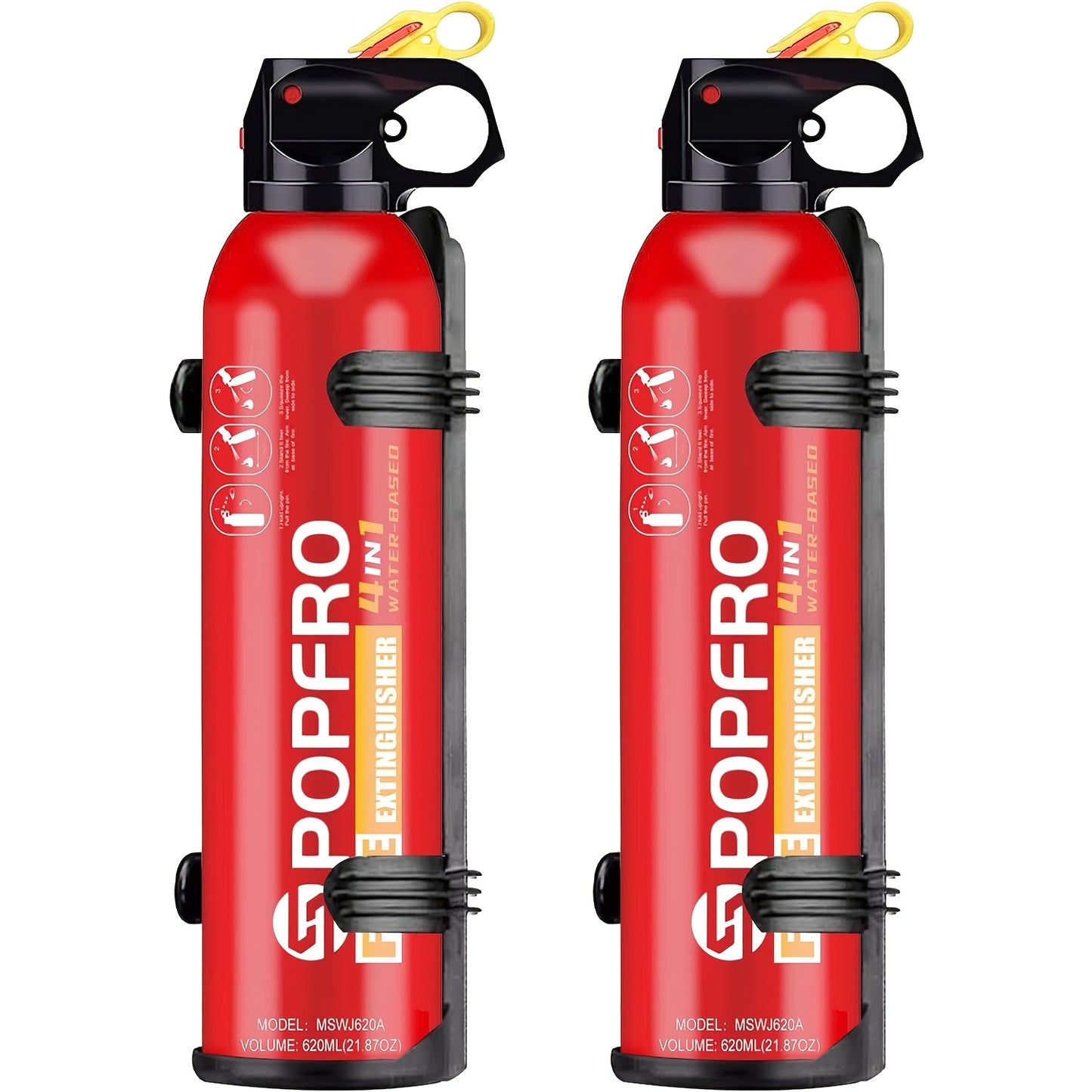 Portable Fire Extinguisher 4-in-1 Multi-Class (A//C/F) - Heavy-Duty Compact Firefighter for Home, Car, Kitchen & Garage - Non-Toxic & Pets, Easy-Clean Agent, Wall-Mountable with CE/EN-1869 (No Water Storage