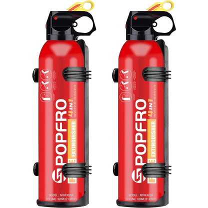Portable Fire Extinguisher 4-in-1 Multi-Class (A//C/F) - Heavy-Duty Compact Firefighter for Home, Car, Kitchen & Garage - Non-Toxic & Pets, Easy-Clean Agent, Wall-Mountable with CE/EN-1869 (No Water Storage