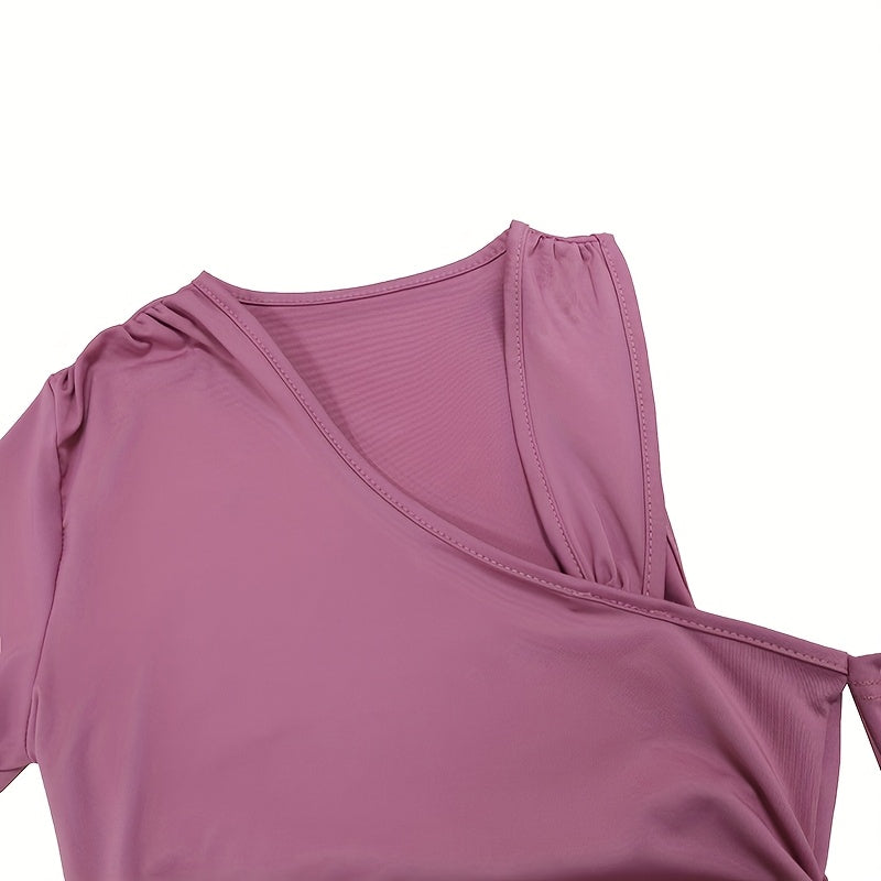 Sexy Mauve One-Shoulder Bodycon Maxi Dress with High Slit - Evening Gown, Party Wedding Prom Dress, Machine Washable Thigh-High Split Dress for Spring/Summer Events (Stock Available)