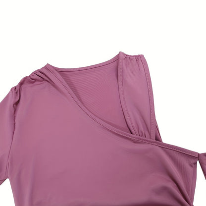 Sexy Mauve One-Shoulder Bodycon Maxi Dress with High Slit - Evening Gown, Party Wedding Prom Dress, Machine Washable Thigh-High Split Dress for Spring/Summer Events (Stock Available)