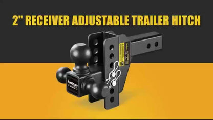 [Durable] Heavy-Duty Adjustable Trailer Hitch with Triple Ball Mount (1-7/8", 2", 2-5/16" Receivers) - Fit, Anti-Theft Locking Pins, Powder-Coated Metal, Ideal for RVs, Boats, and Trailers up to 12, 500 lbs GTW