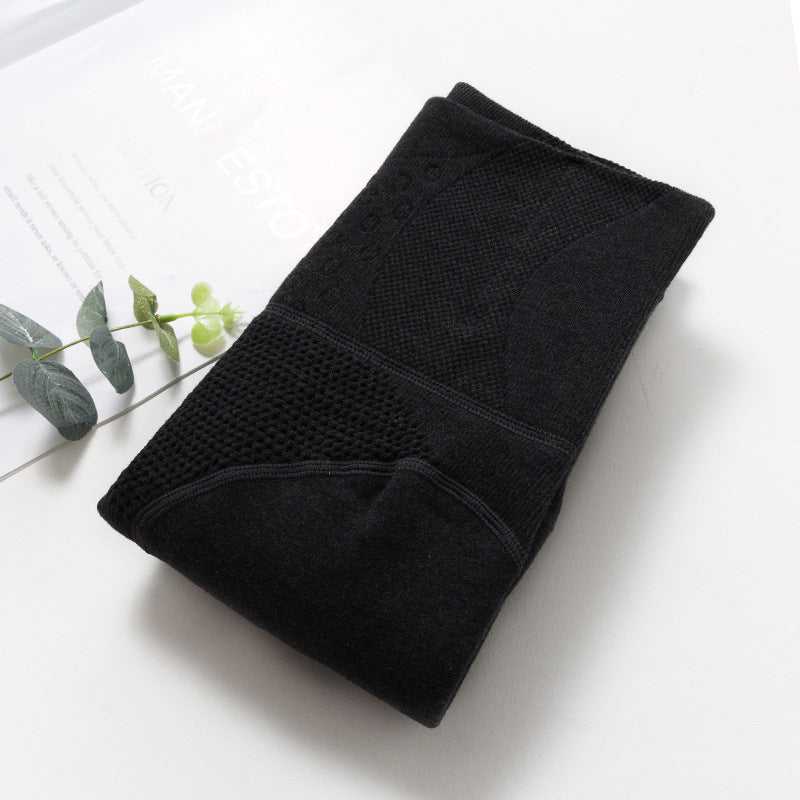 Autumn and Winter Combed Cotton High Waist Fishbone Thickened fleece-lined Leggings Women's Abdominal Hip-lifting Micro-pressure Pantyhose Winter Pantyhose