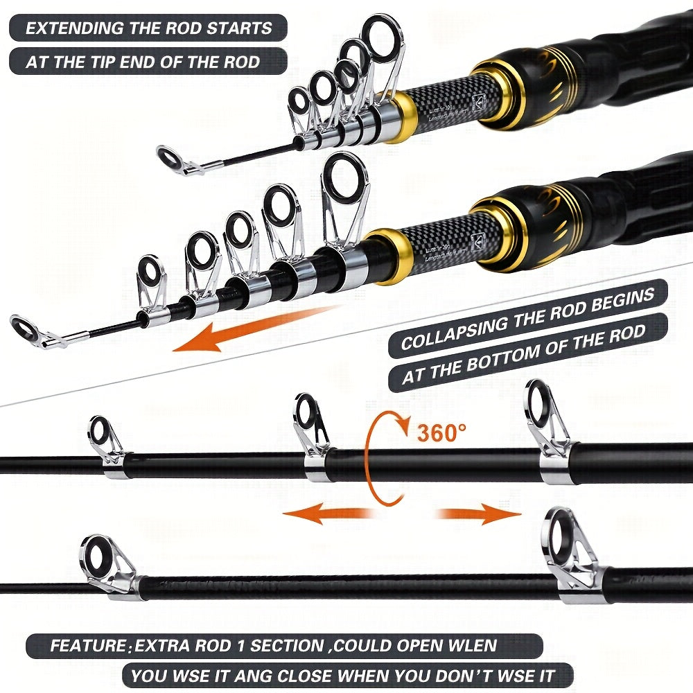 Full-Size Sea Fishing Rod: 1.5/1.8/2.1/2.4m Casting Rod with Reel & Bag – Long-Range Offshore Gear, Offshore Fishing, Saltwater Fishing, Compact Design, Portable Setup, Corrosionresistant, Sturdy Reel, Fishing Set, Complete