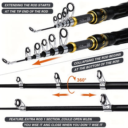 Full-Size Sea Fishing Rod: 1.5/1.8/2.1/2.4m Casting Rod with Reel & Bag – Long-Range Offshore Gear, Offshore Fishing, Saltwater Fishing, Compact Design, Portable Setup, Corrosionresistant, Sturdy Reel, Fishing Set, Complete