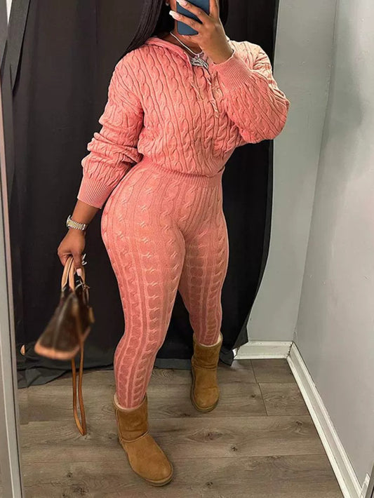 Anti-Pilling Sweater Set - High Elastic Solid Color - Two-Piece Set