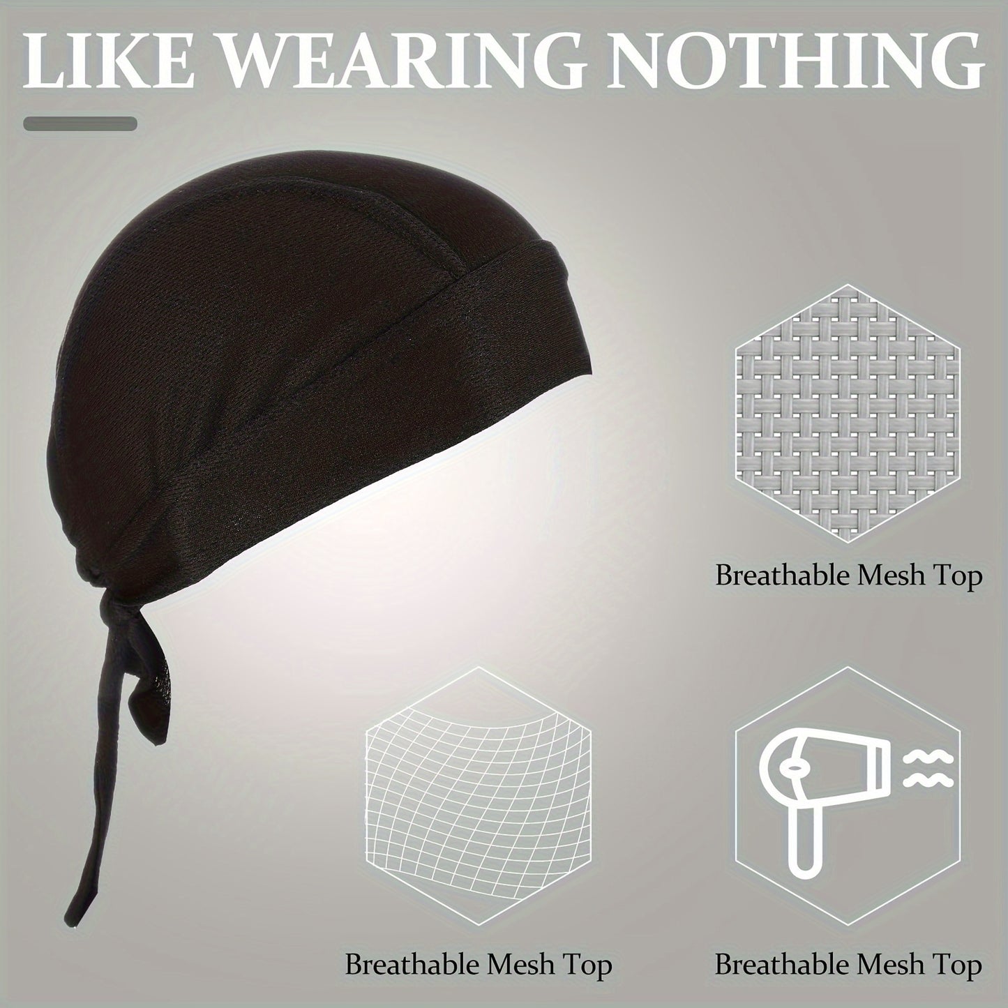 4pcs Black Skull Print Cooling & Sweat-Wicking Beanie Headbands - Unisex Polyester Headscarves for Motorcycle, Running, Outdoor - Edgy Skull & Bandage Design, Multi-Pack (Men & Women) - Breathable Headwear